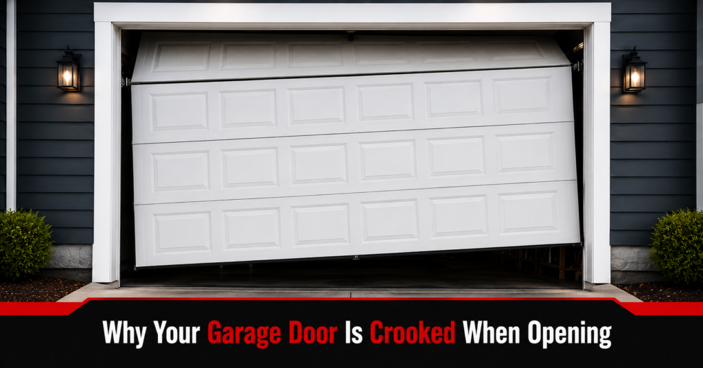 Garage door lifting unevenly and hanging crooked in its track